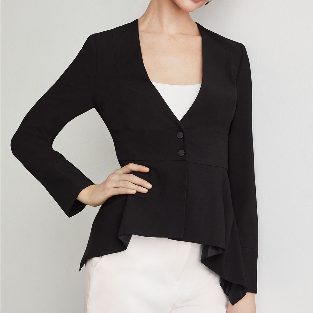BCBGMAXAZRIA Asymmetrical Peplum Blazer